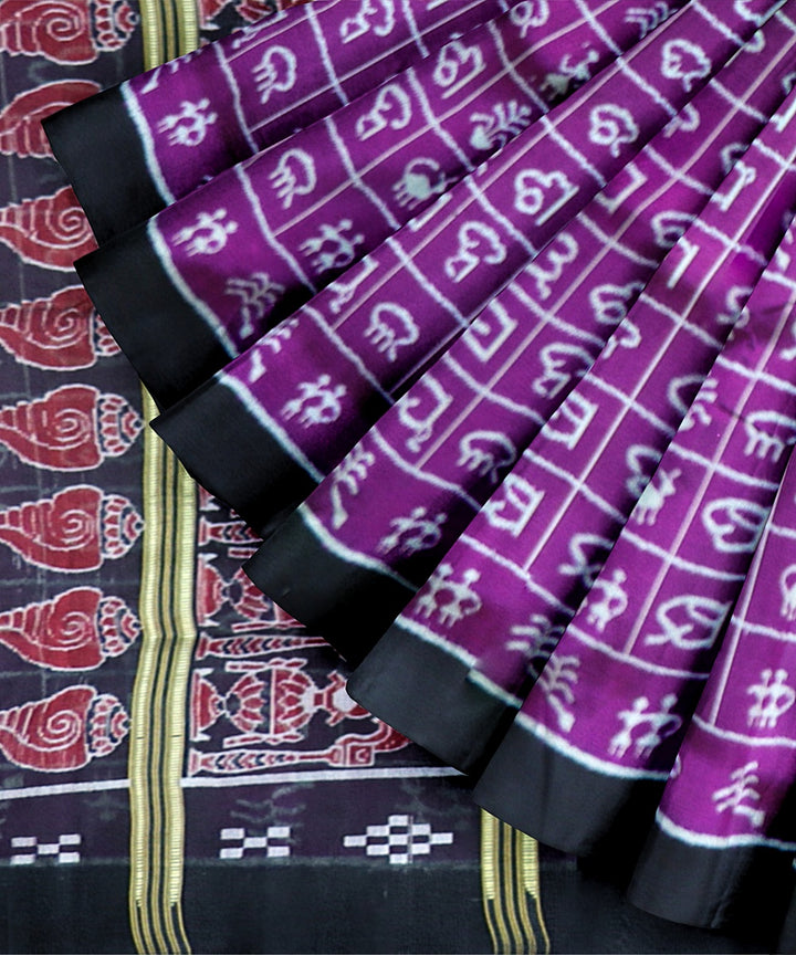 Purple Black Silk Handloom Khandua Saree