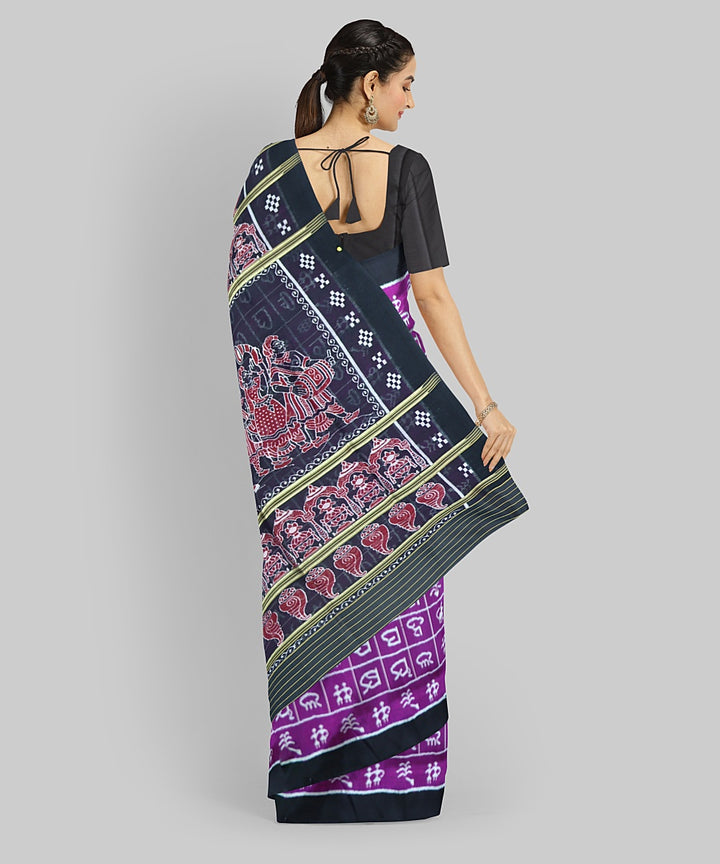 Purple Black Silk Handloom Khandua Saree