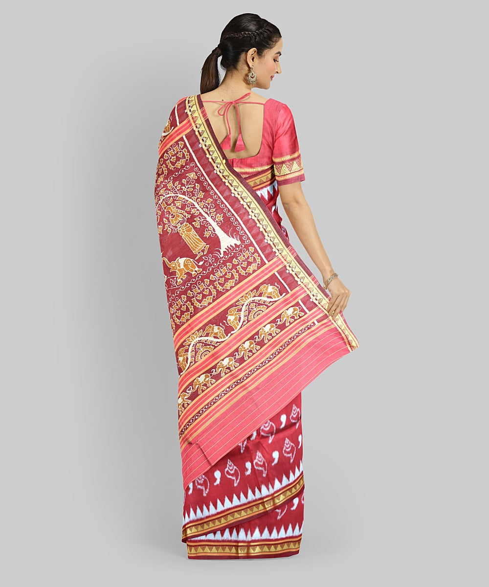 Red Silk Handloom Khandua Saree
