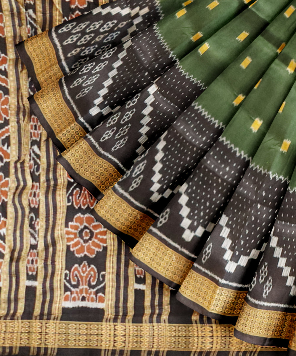 Catalina blue black silk handloom khandua saree