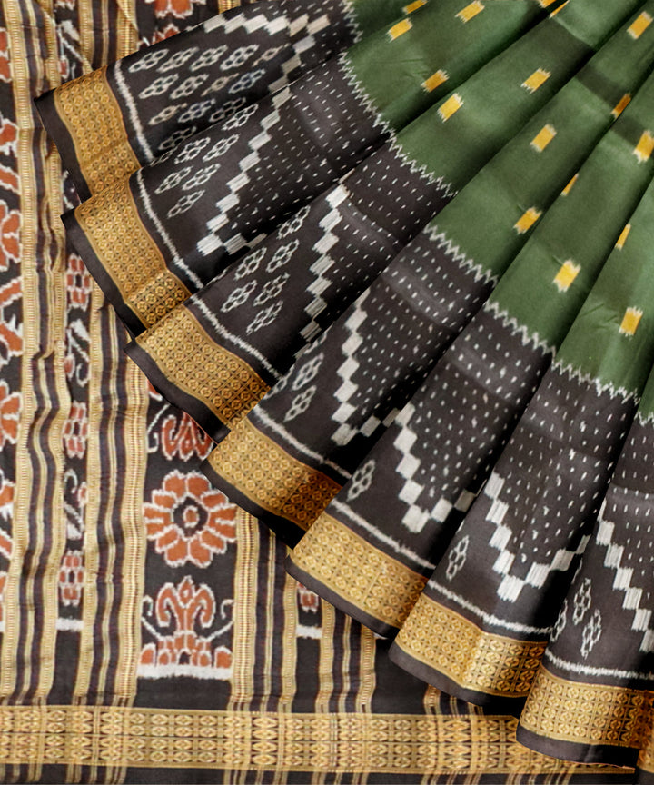 Catalina blue black silk handloom khandua saree
