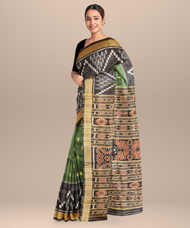Catalina blue black silk handloom khandua saree