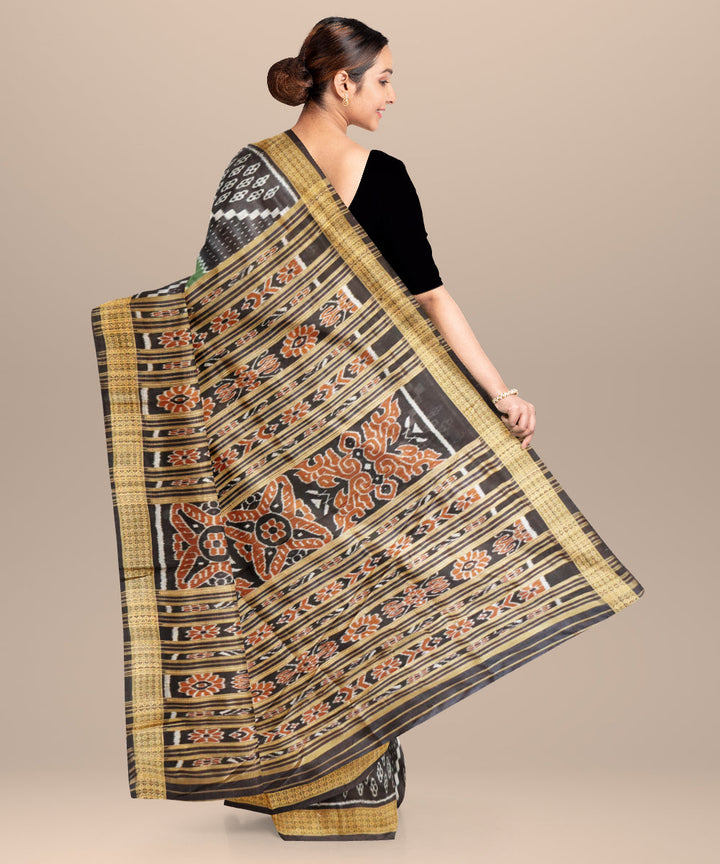 Catalina blue black silk handloom khandua saree