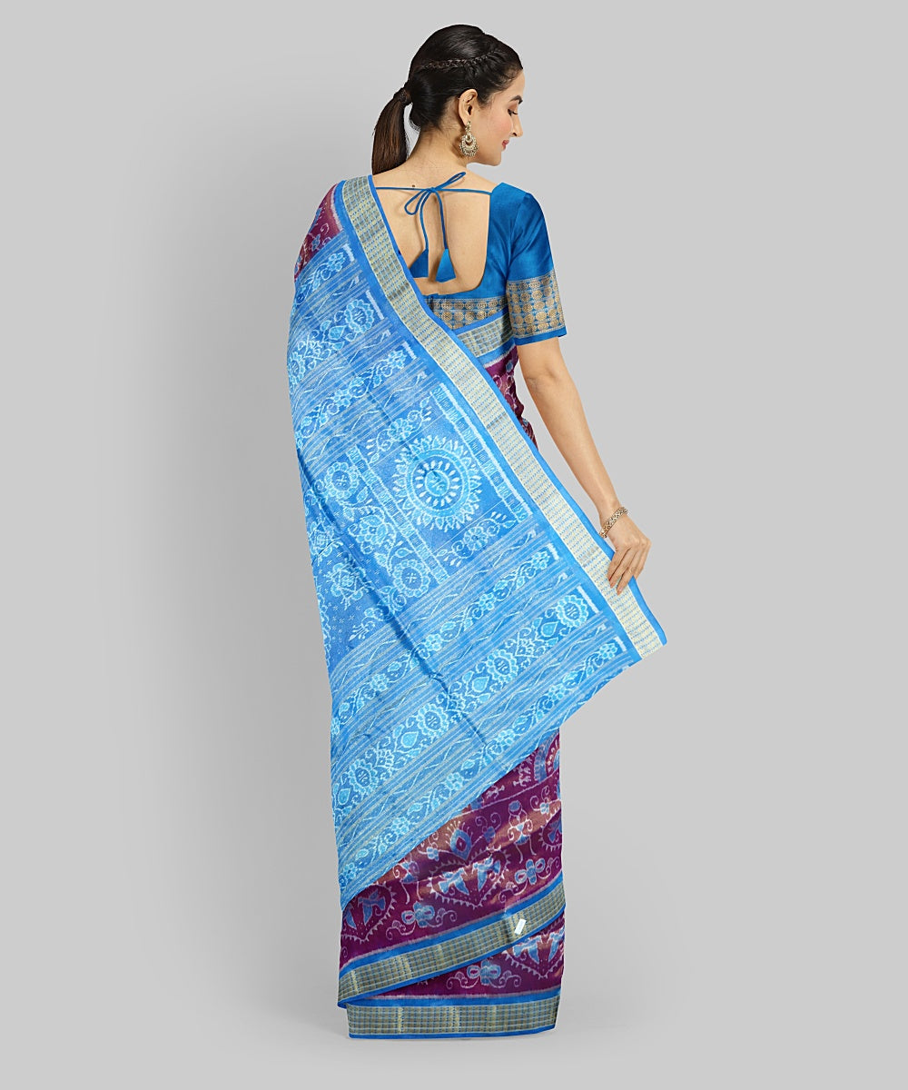 Purple Denim Silk Handloom Sambalpuri Tissue Saree