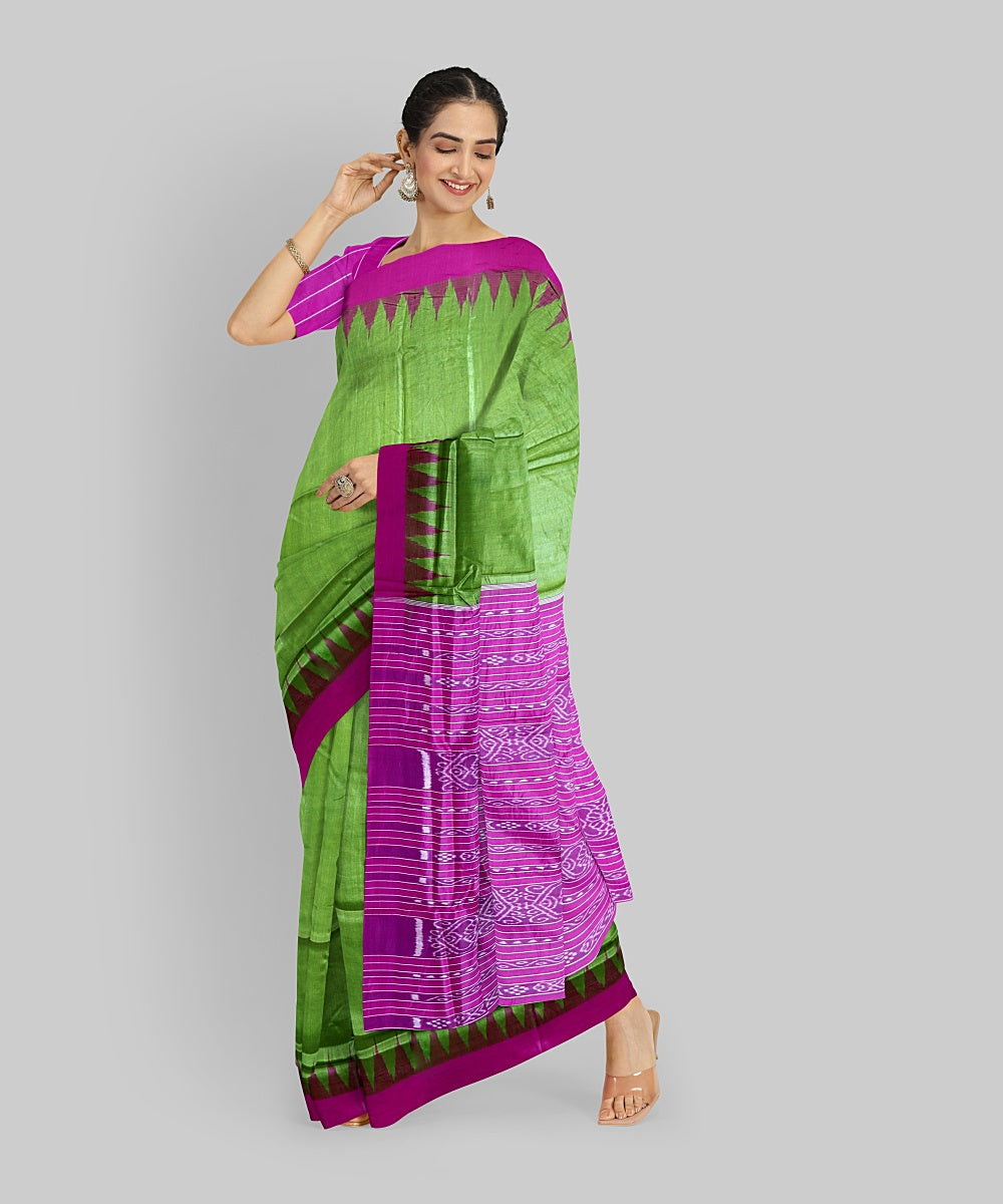 Teal Green Dark Magenta Silk Handloom Gopalpur Tussar Saree