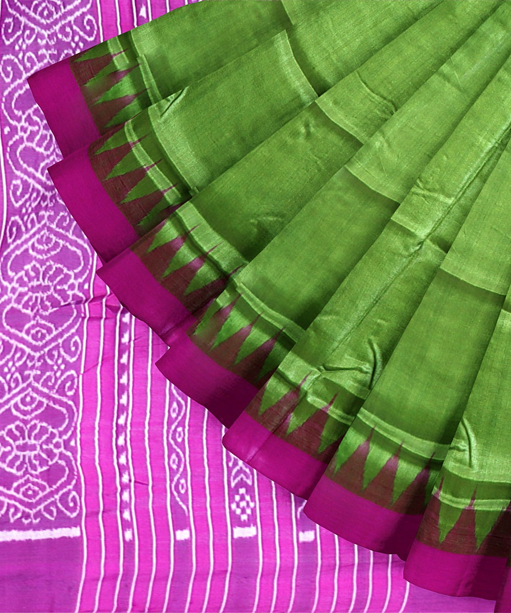 Teal Green Dark Magenta Silk Handloom Gopalpur Tussar Saree