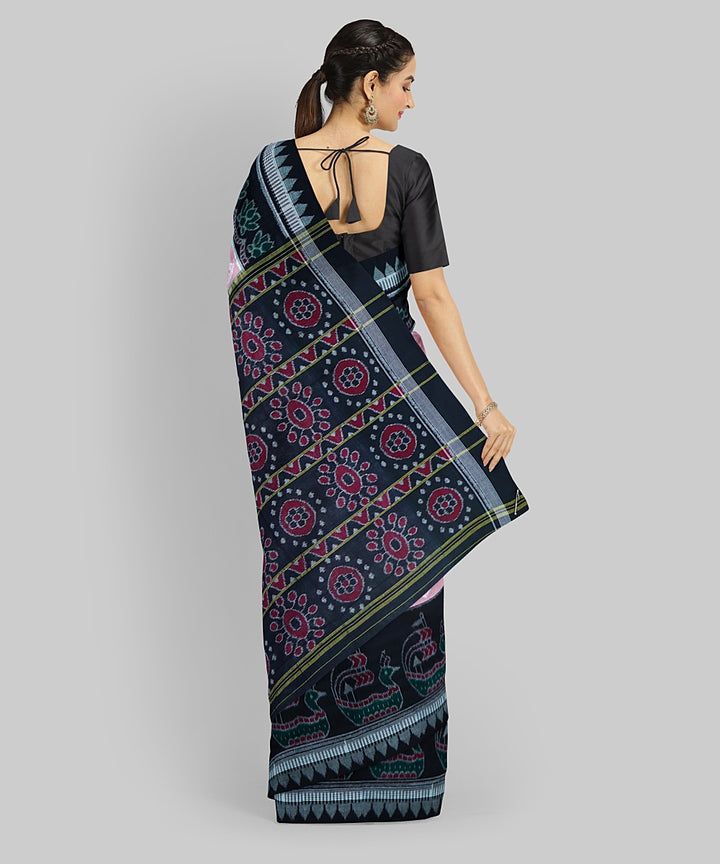 Beige Black Cotton Handloom Nuapatna Saree