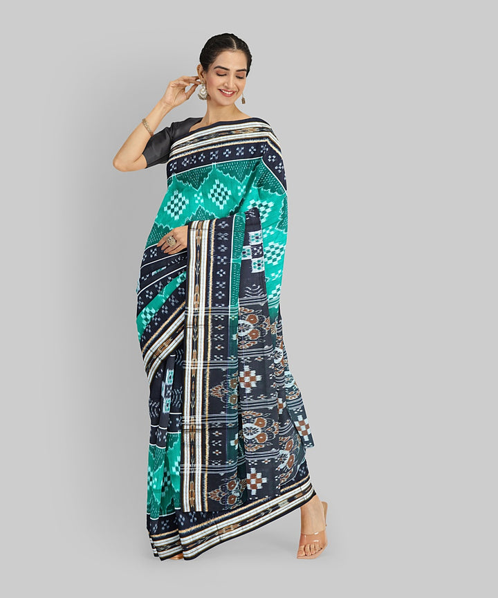 Green Black Cotton Handloom Nuapatna Saree
