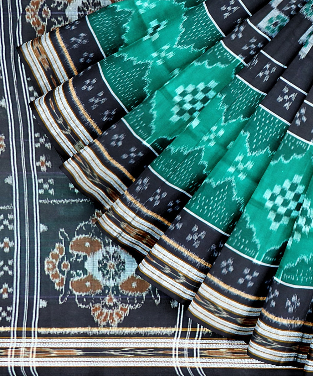 Green Black Cotton Handloom Nuapatna Saree