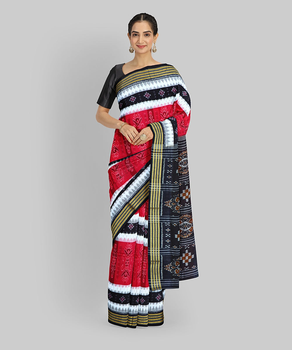 Purple Black Cotton Handloom Nuapatna Saree