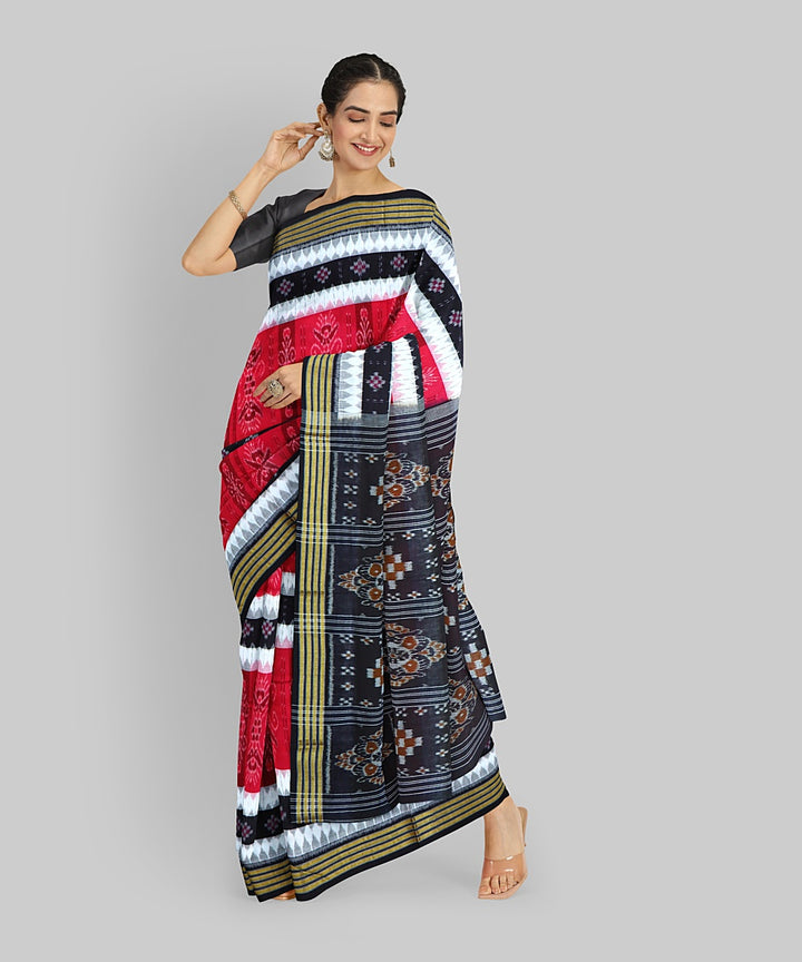 Purple Black Cotton Handloom Nuapatna Saree