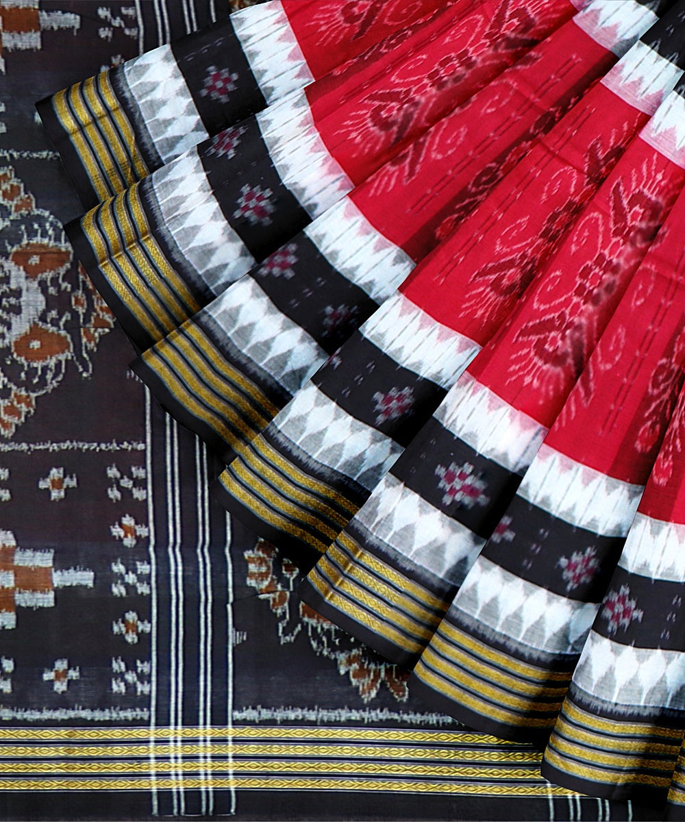 Purple Black Cotton Handloom Nuapatna Saree