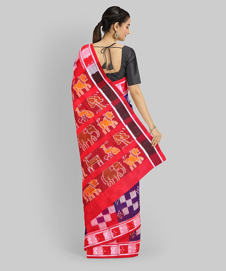 Multicolor Dark Red Cotton Handloom Nuapatna Saree