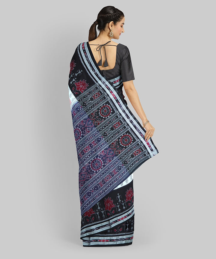 Beige Black Cotton Handloom Nuapatna Saree