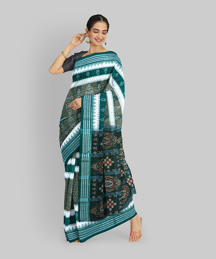 Multicolor Dark Green Cotton Handloom Nuapatna Saree