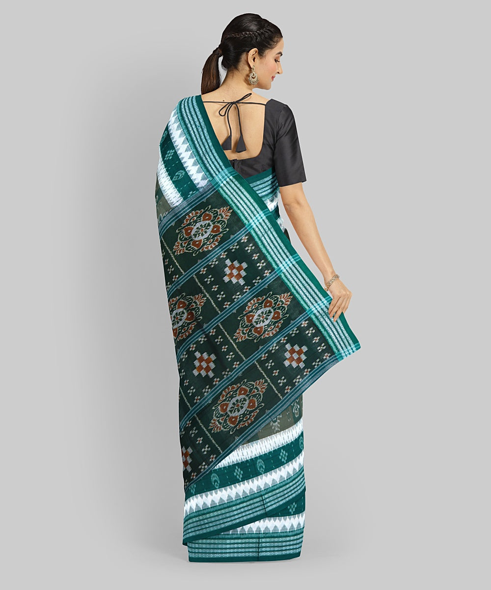 Multicolor Dark Green Cotton Handloom Nuapatna Saree