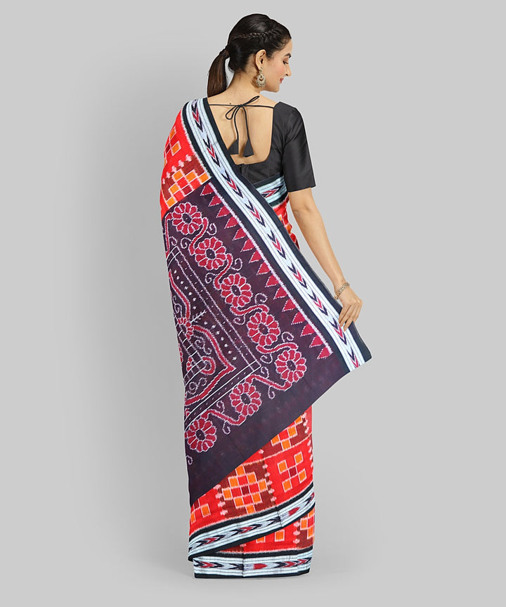 Multicolor Black Cotton Handloom Nuapatna Saree
