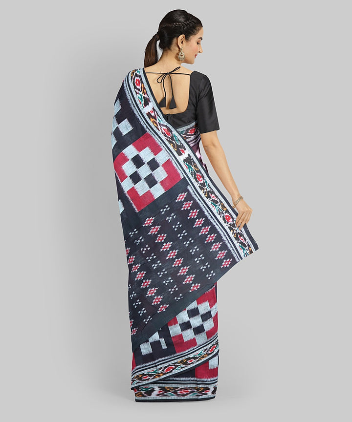 Multicolor Black Cotton Handloom Nuapatna Saree