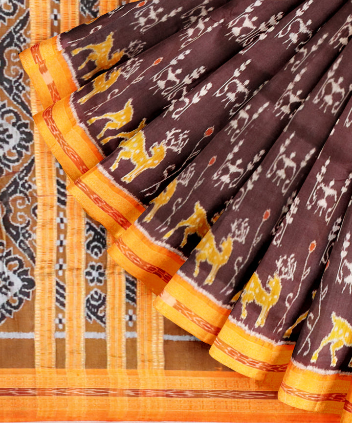 Bulgarian rose bronze silk handloom khandua saree