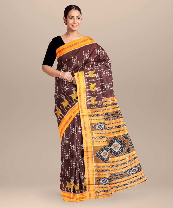 Bulgarian rose bronze silk handloom khandua saree