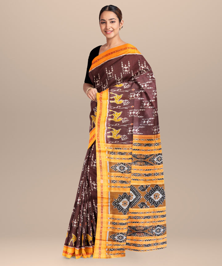 Bulgarian rose bronze silk handloom khandua saree
