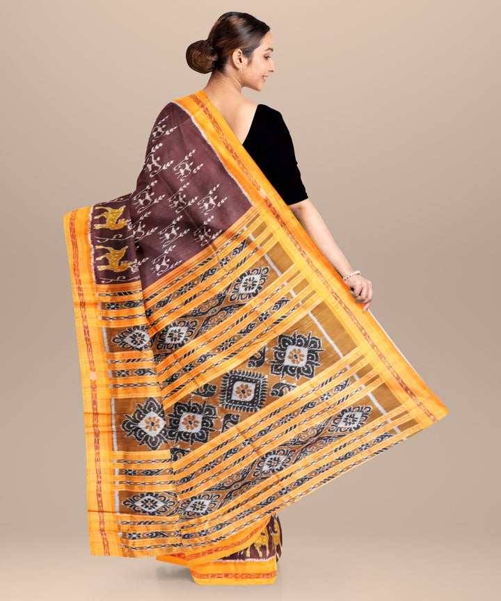 Bulgarian rose bronze silk handloom khandua saree