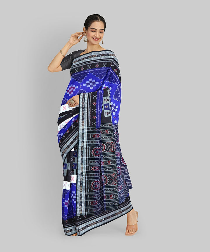 Multicolor Black Cotton Handloom Nuapatna Saree