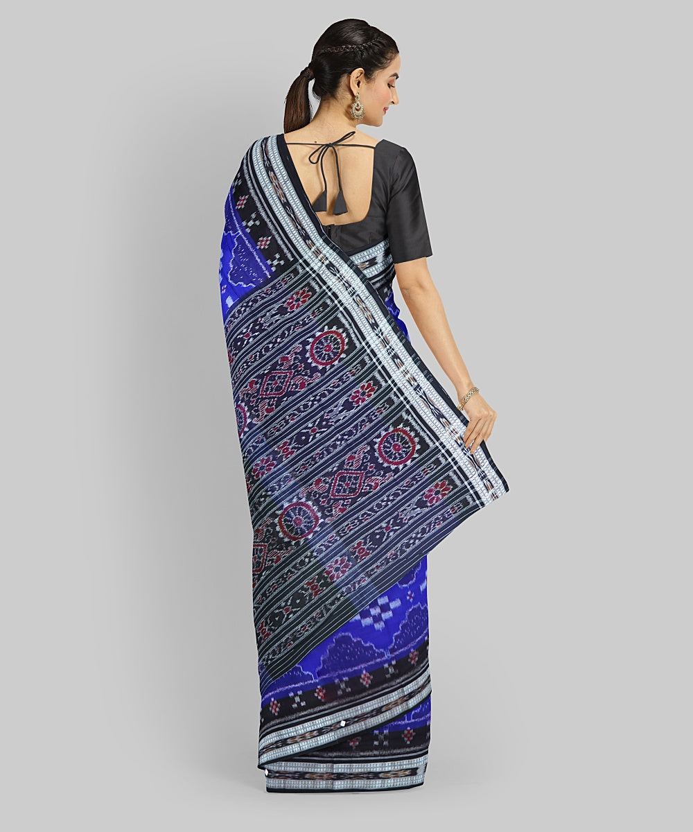 Multicolor Black Cotton Handloom Nuapatna Saree