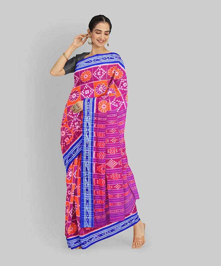 Multicolor CG Blue Cotton Handloom Nuapatna Saree