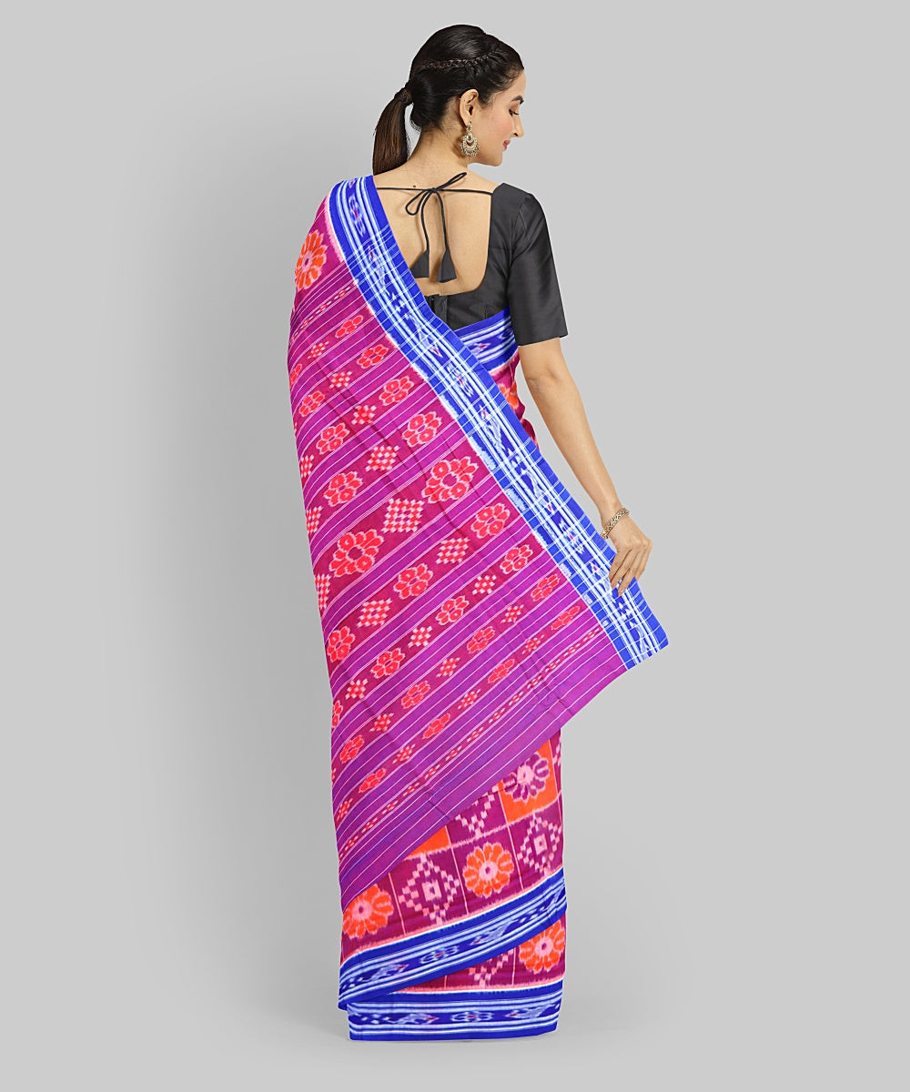 Multicolor CG Blue Cotton Handloom Nuapatna Saree