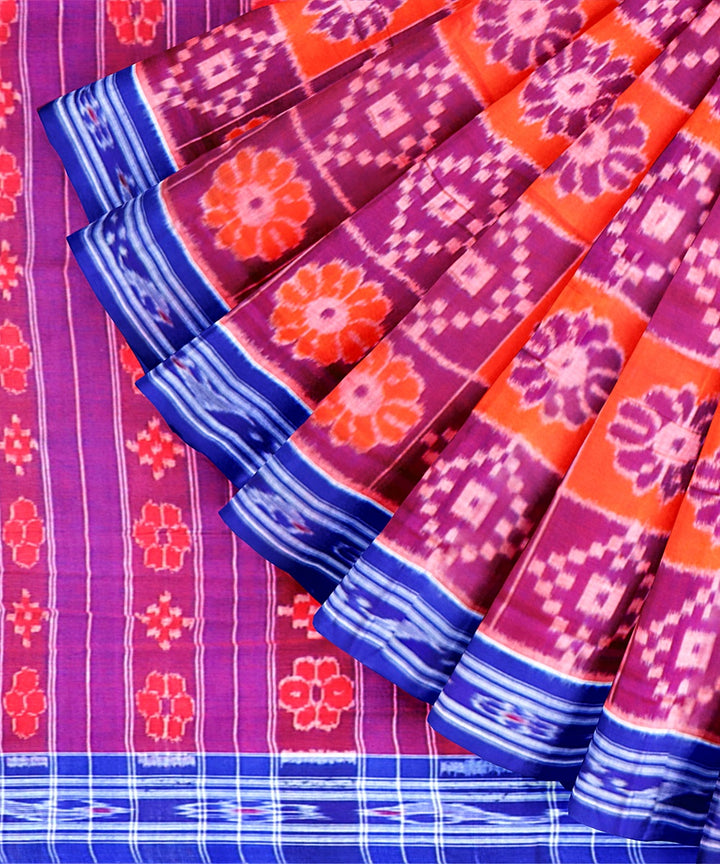 Multicolor CG Blue Cotton Handloom Nuapatna Saree