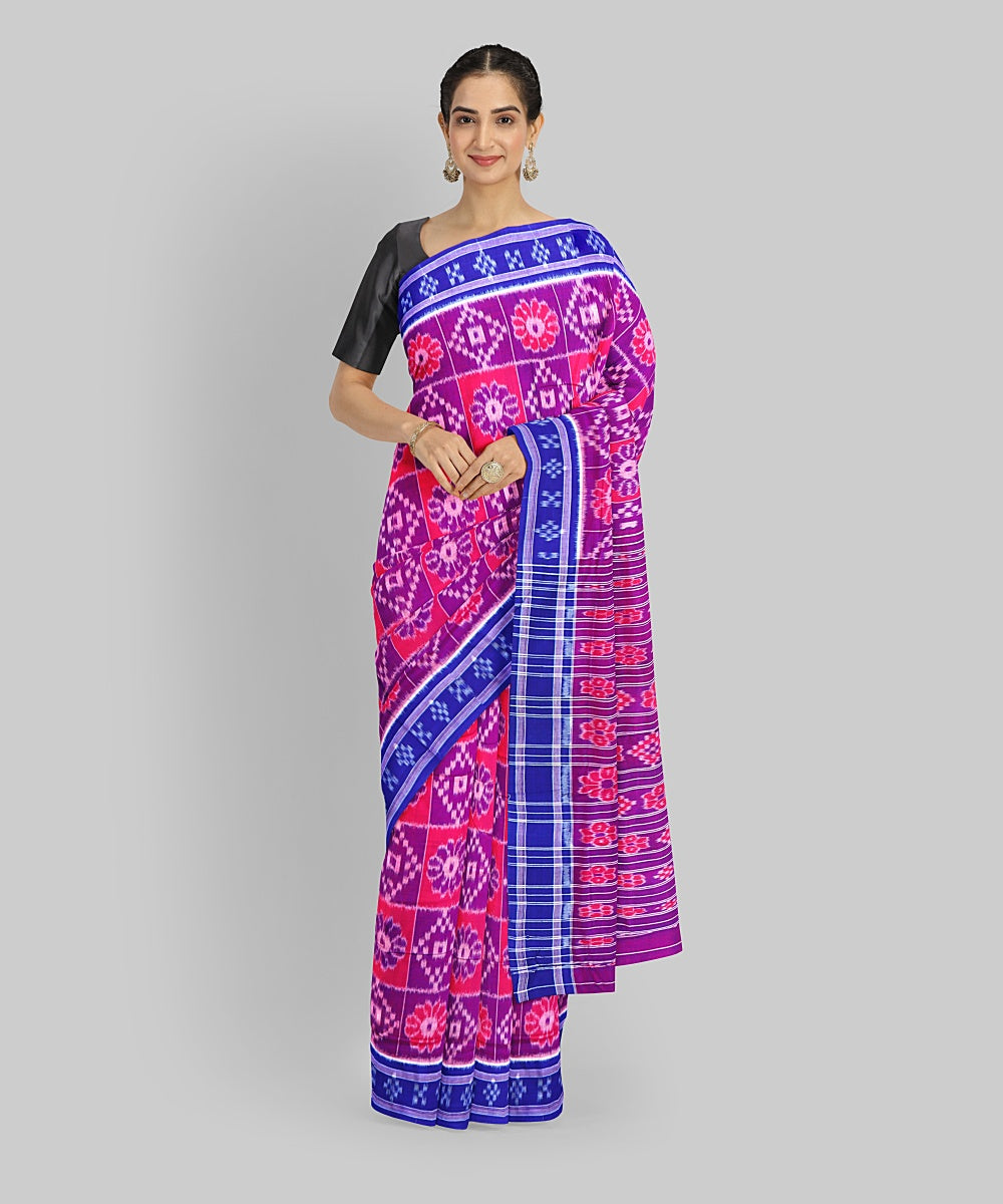 Multicolor CG Blue Cotton Handloom Nuapatna Saree