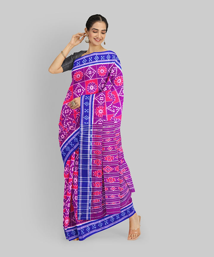 Multicolor CG Blue Cotton Handloom Nuapatna Saree