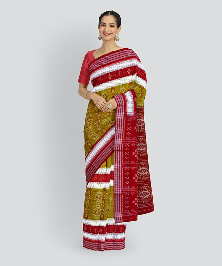 Multicolor Dark Red Cotton Handloom Nuapatna Saree