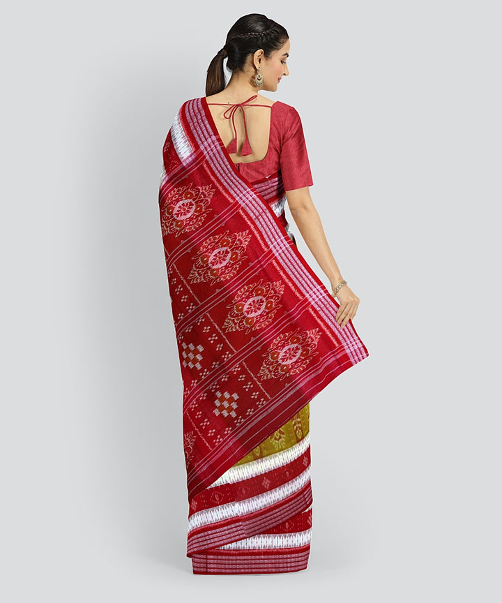 Multicolor Dark Red Cotton Handloom Nuapatna Saree