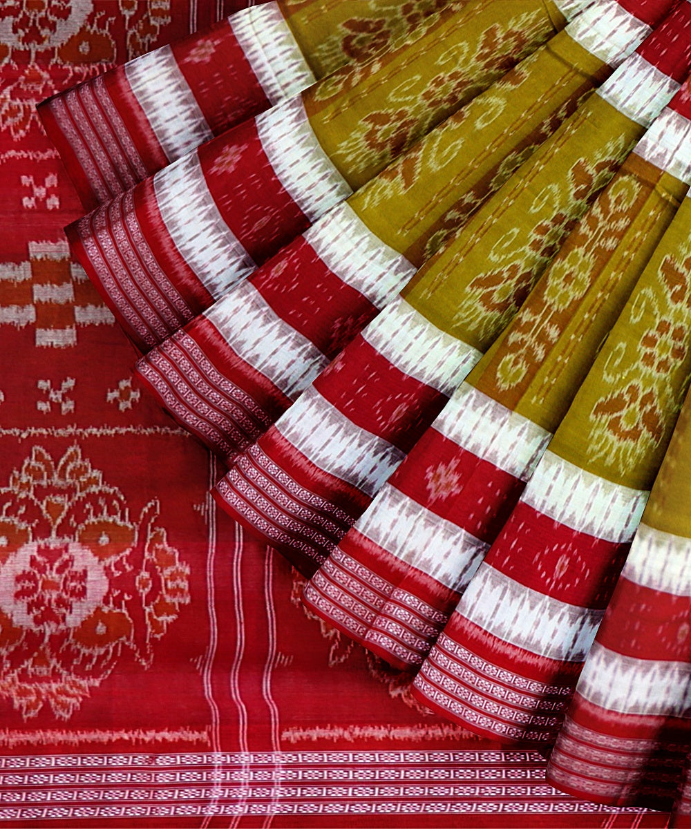 Multicolor Dark Red Cotton Handloom Nuapatna Saree