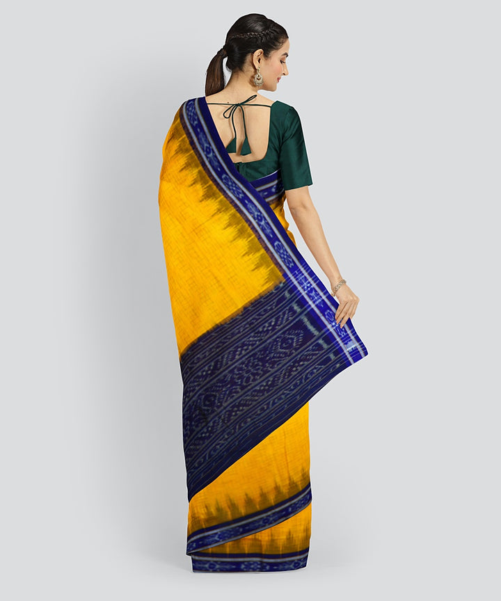 Orange Dark Blue Cotton Handloom Nuapatna Saree