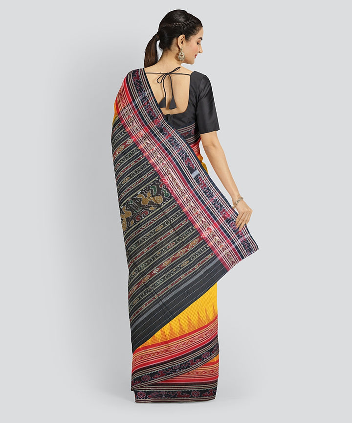 Yellow Multicolour Cotton Handloom Nuapatna Saree