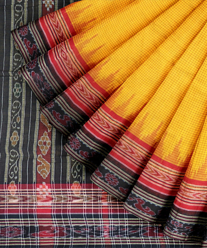 Yellow Multicolour Cotton Handloom Nuapatna Saree