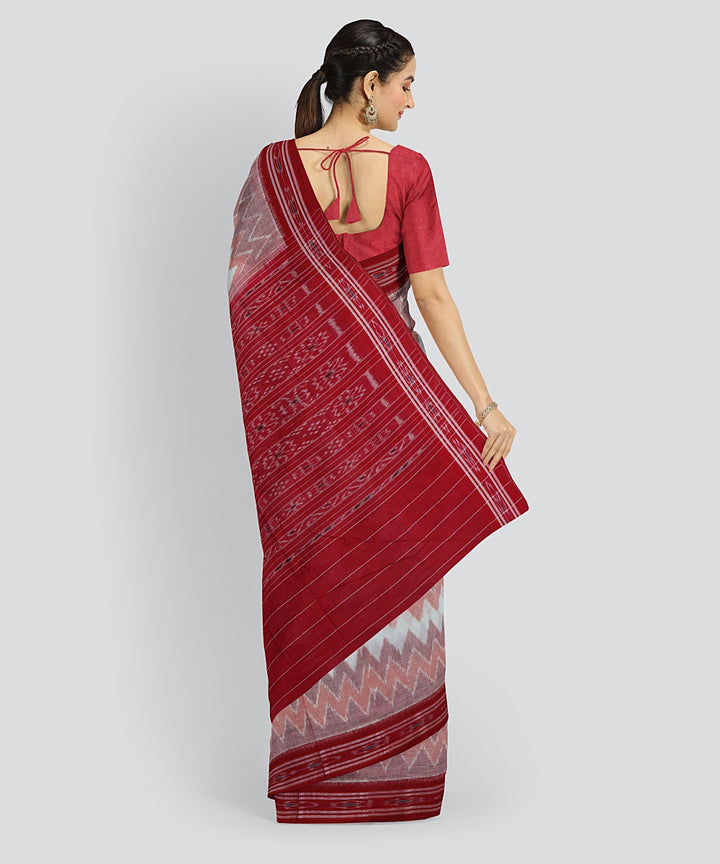 Multicolor Dark Red Cotton Handloom Nuapatna Saree