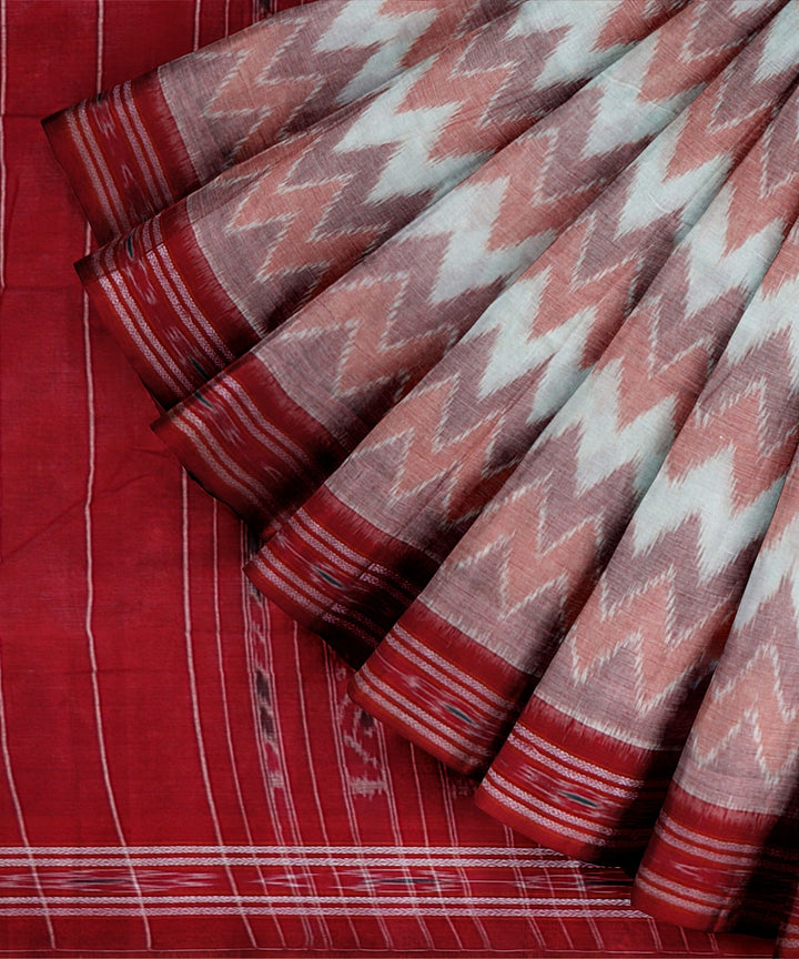 Multicolor Dark Red Cotton Handloom Nuapatna Saree