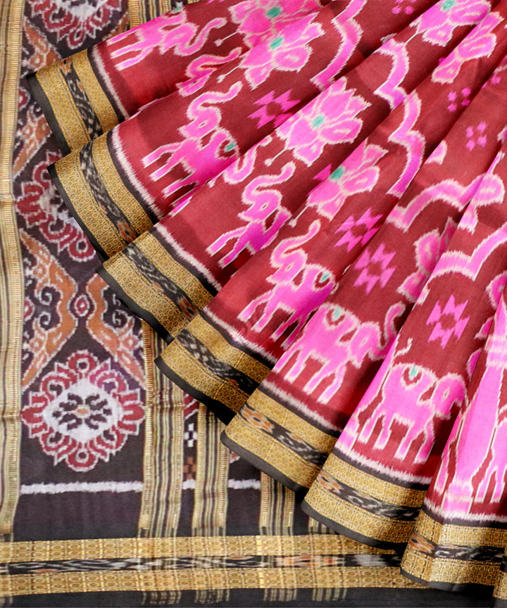 Bole black silk handloom khandua saree