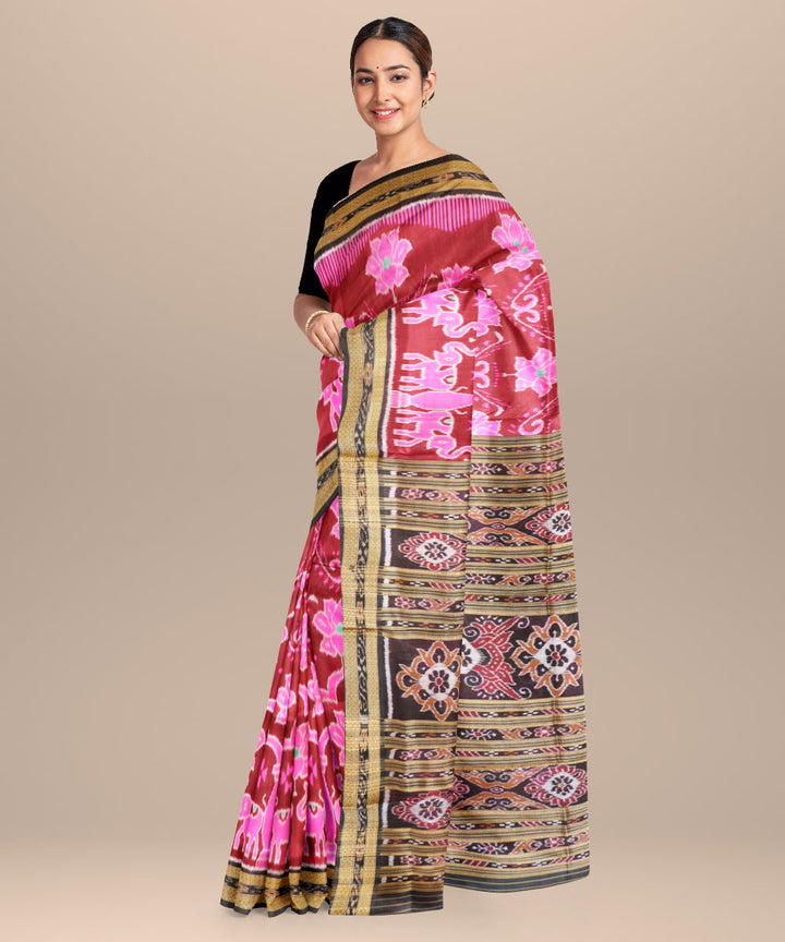 Bole black silk handloom khandua saree