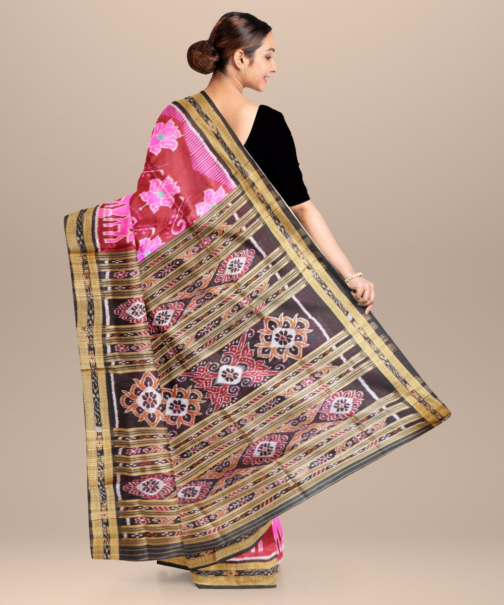 Bole black silk handloom khandua saree