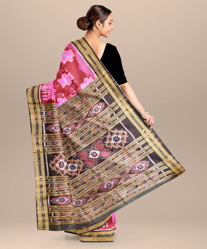 Bole black silk handloom khandua saree