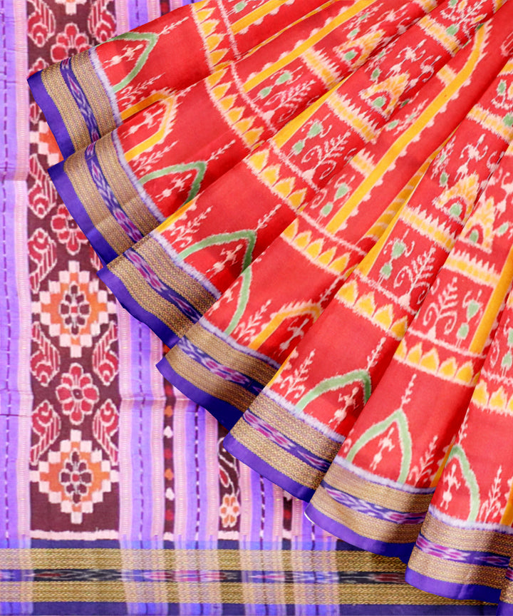 Bole red blue bonnet silk handloom khandua saree