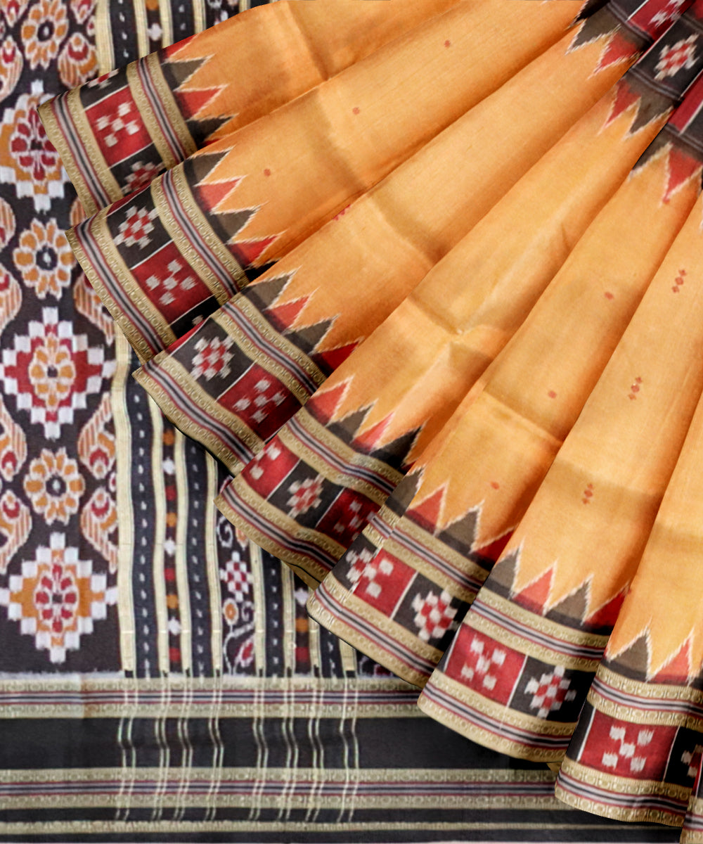 Burlywood black silk handloom khandua saree