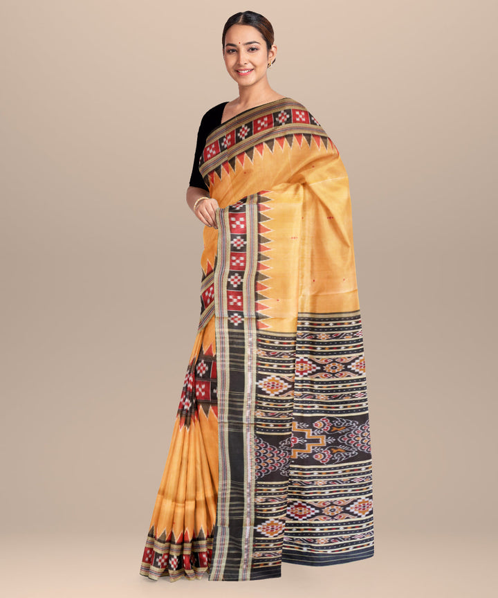 Burlywood black silk handloom khandua saree