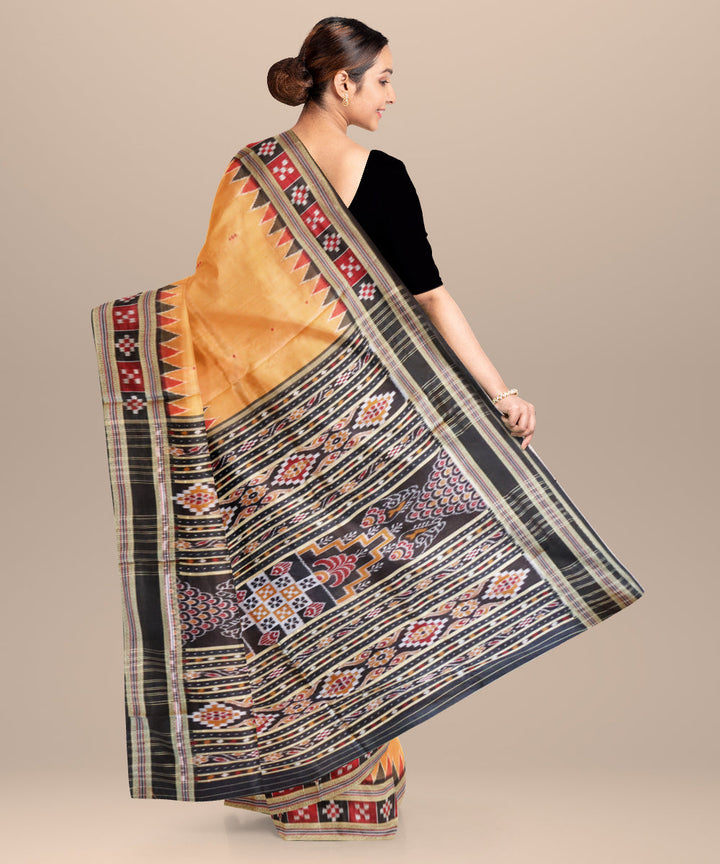 Burlywood black silk handloom khandua saree
