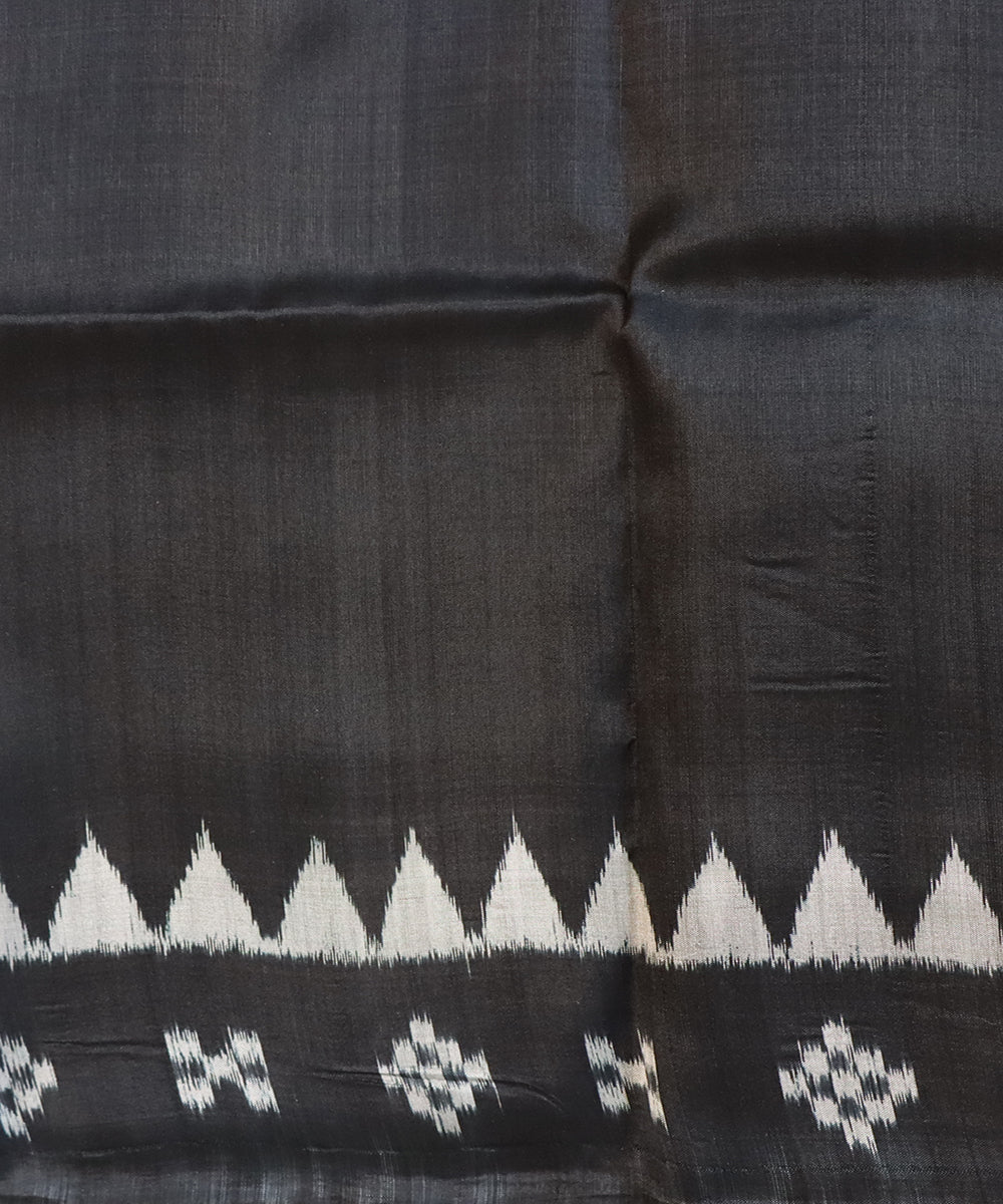 Teal green black silk handloom khandua saree